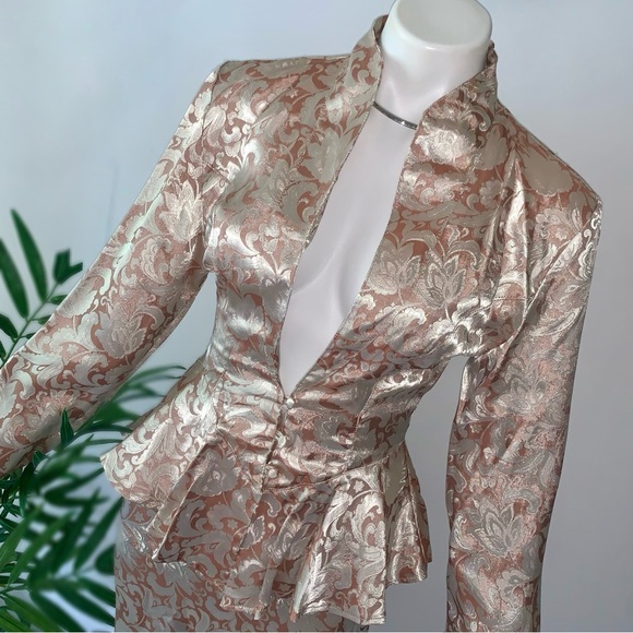v i n t a g e :: Glam 2pcs Brocade Bombshell Pencil Skirt Peplum Blazer - Picture 9 of 16